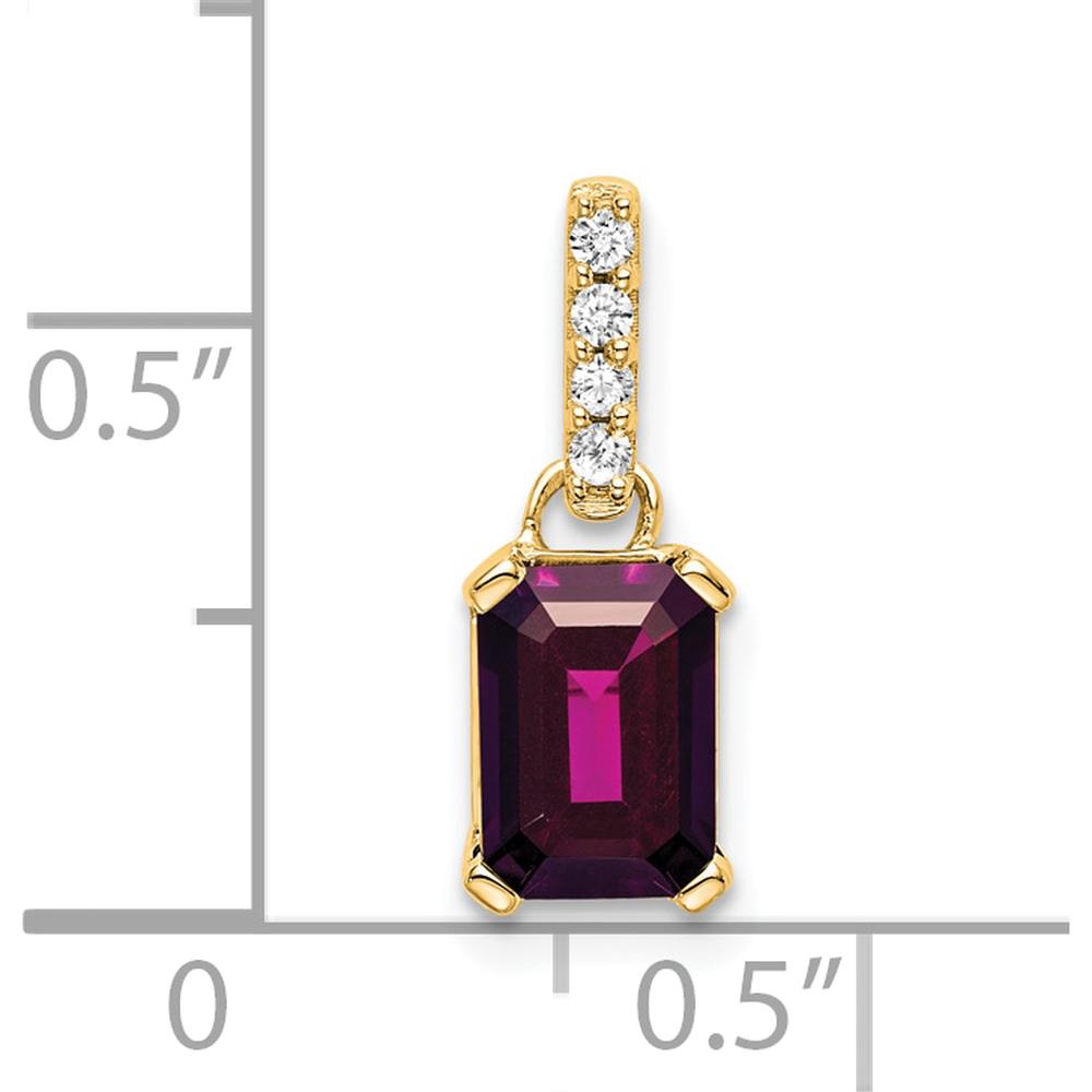 10K Yellow Gold Rhodolite Garnet and Diamond Pendant with Natural Diamonds - 0.01 Carat Total Diamond Weight by Oro Pregiato