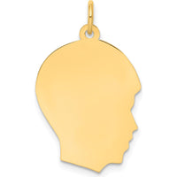 10K Yellow Gold Right-Facing Boy Head Engravable Charm - Personalized Pendant