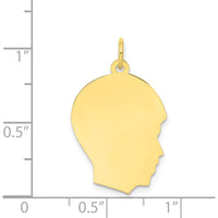 10K Yellow Gold Right-Facing Boy Head Engravable Charm - Personalized Pendant
