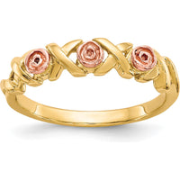 10K Yellow Gold Ring with 12K Green and Rose Gold Accents - Gold Design