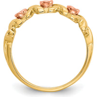 10K Yellow Gold Ring with 12K Green and Rose Gold Accents - Gold Design