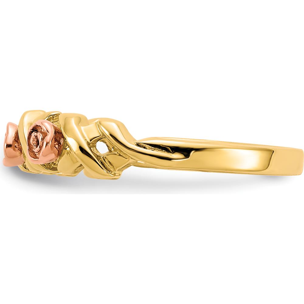 10K Yellow Gold Ring with 12K Green and Rose Gold Accents - Gold Design
