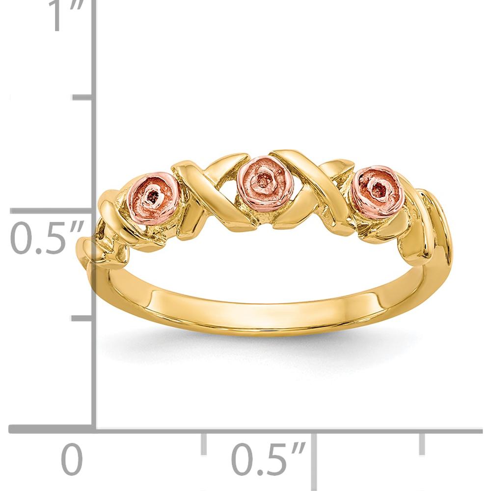 10K Yellow Gold Ring with 12K Green and Rose Gold Accents - Gold Design