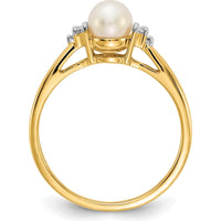 10K Yellow Gold Ring with Freshwater Cultured Pearl and Diamond Accents