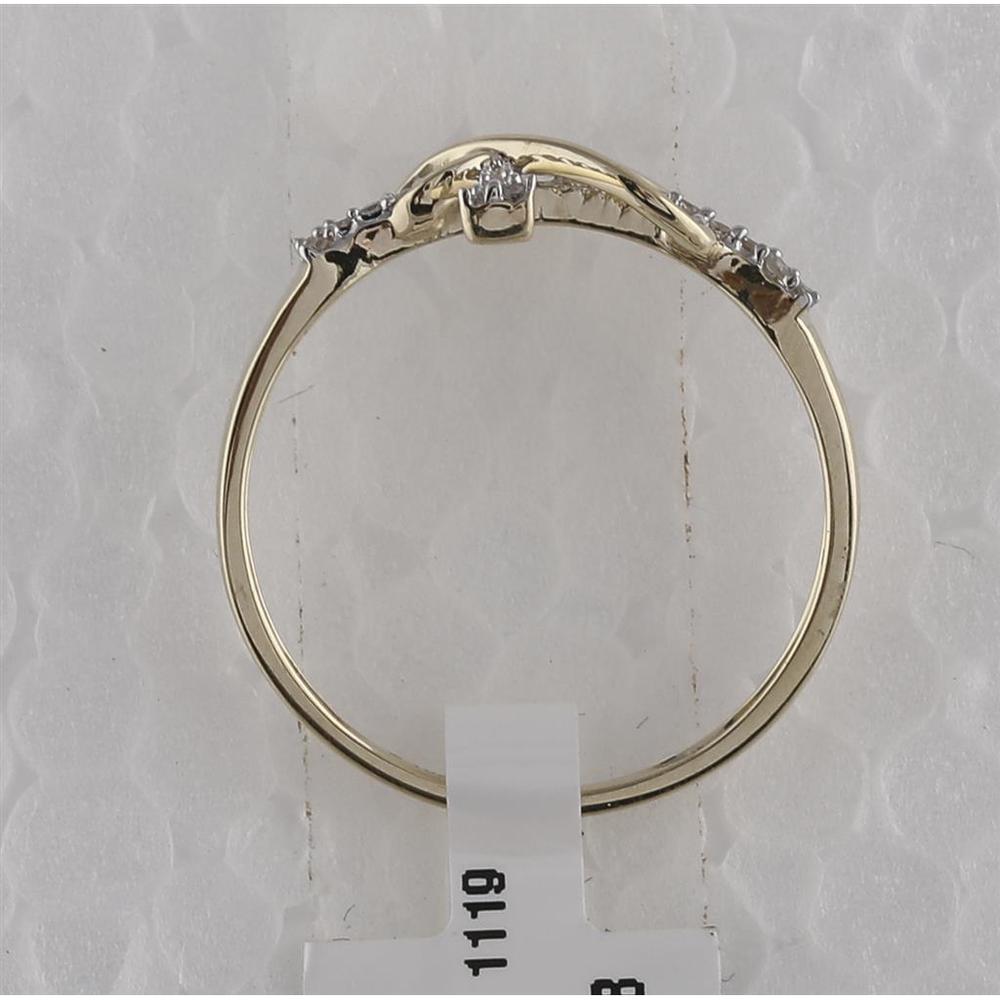 10K Yellow Gold Ring with Pavé Set Round Diamonds in Infinity and Cross Design - 0.10 Carat Total Diamond Weight