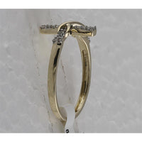 10K Yellow Gold Ring with Pavé Set Round Diamonds in Infinity and Cross Design - 0.10 Carat Total Diamond Weight
