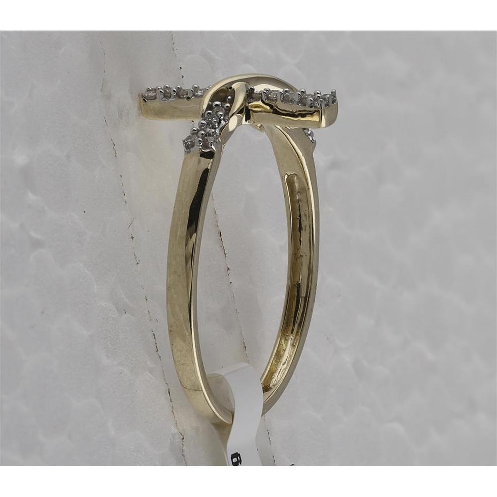 10K Yellow Gold Ring with Pavé Set Round Diamonds in Infinity and Cross Design - 0.10 Carat Total Diamond Weight