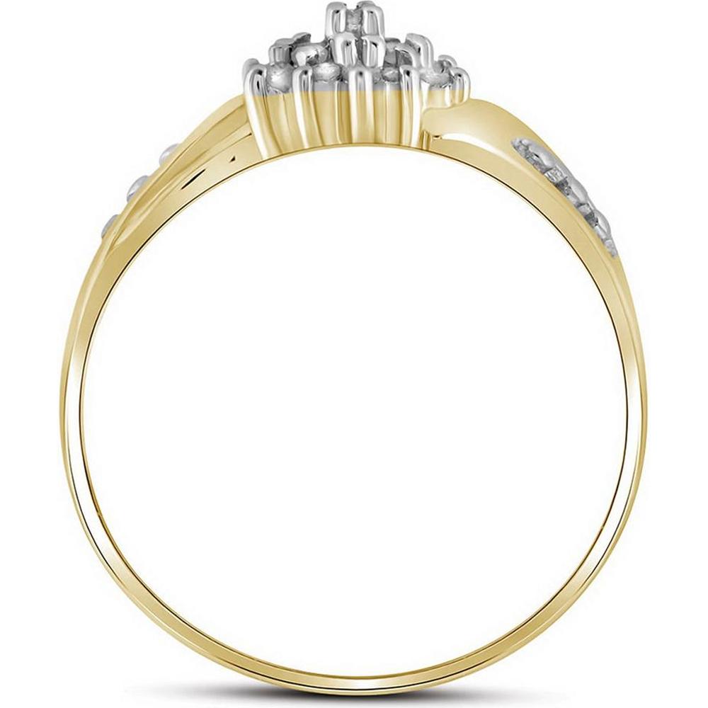 10K Yellow Gold Ring with Prong-Set Round Diamond Cluster - 1/8 Carat Total Diamond Weight