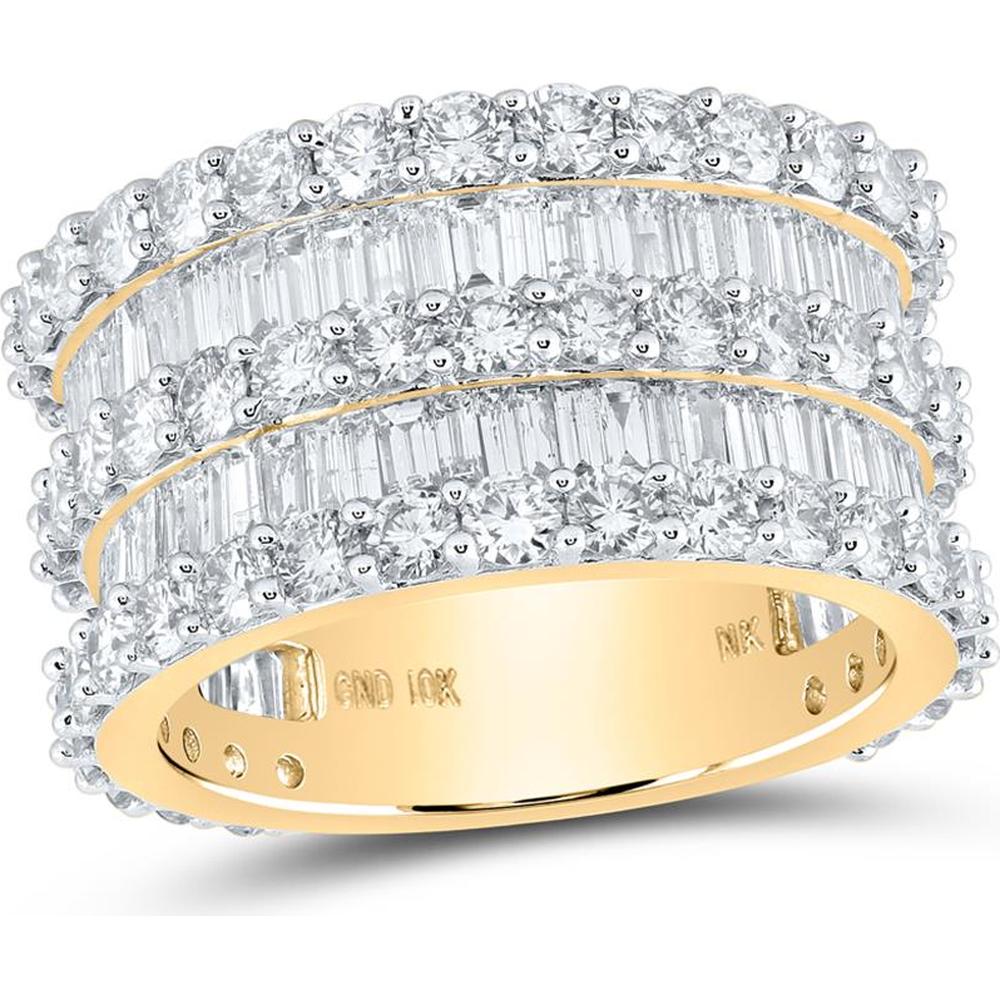 10K Yellow Gold Round and Baguette Diamond Eternity Ring - 6.87 Carat Total Diamond Weight