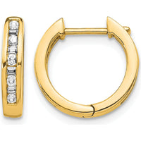 10K Yellow Gold Round and Baguette Diamond Hinged Hoop Earrings - 1.0 Carat Total Diamond Weight by Oro Pregiato
