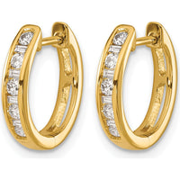 10K Yellow Gold Round and Baguette Diamond Hinged Hoop Earrings - 1.0 Carat Total Diamond Weight by Oro Pregiato