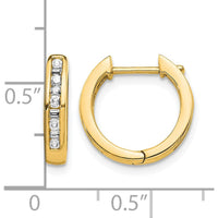 10K Yellow Gold Round and Baguette Diamond Hinged Hoop Earrings - 1.0 Carat Total Diamond Weight by Oro Pregiato