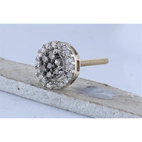 10K Yellow Gold Round Brown and White Diamond Stud Earrings - 1/4 Carat Total Diamond Weight