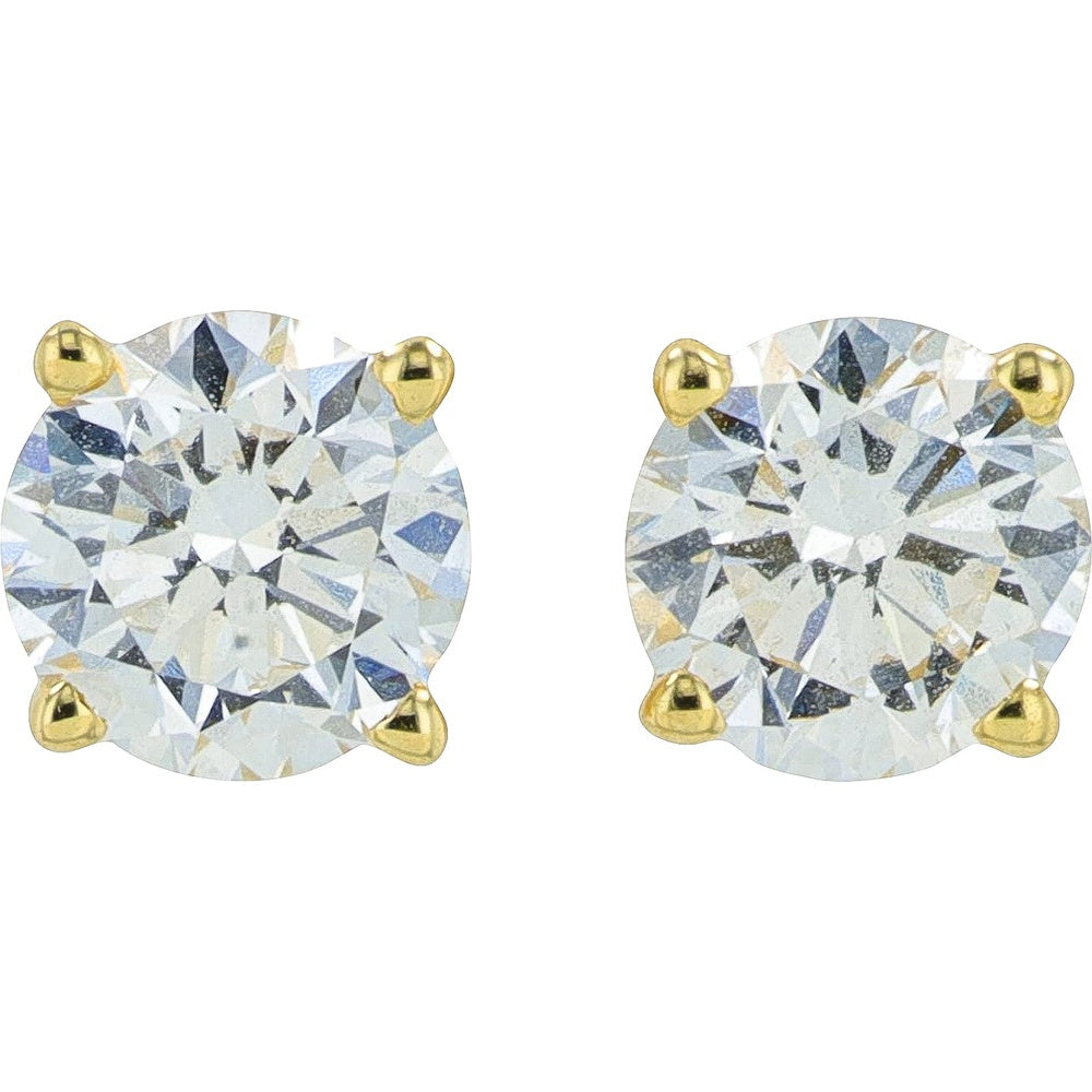 10K Yellow Gold Round-Cut Lab Grown Diamond Stud Earrings - 0.75 Carat Total Diamond Weight