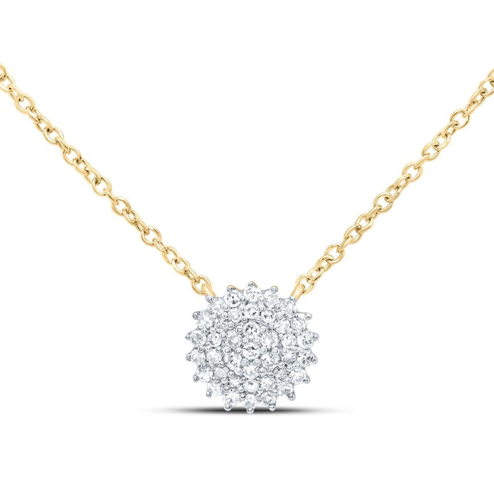 10K Yellow Gold Round Diamond 18-Inch Necklace - 1/8 Carat Total Diamond Weight