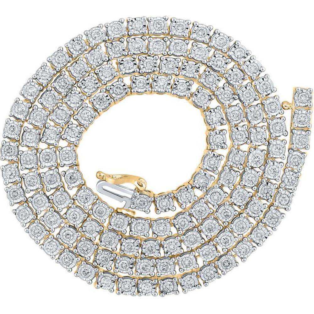 10K Yellow Gold Round Diamond 20-Inch Link Chain Necklace with 4.44 Carat Total Diamond Weight