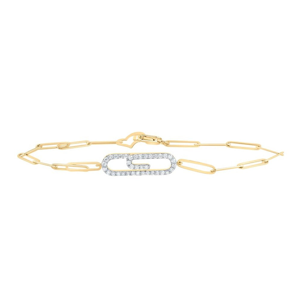 10K Yellow Gold Round Diamond 7-Inch Bracelet - 1/4 Carat Total Diamond Weight