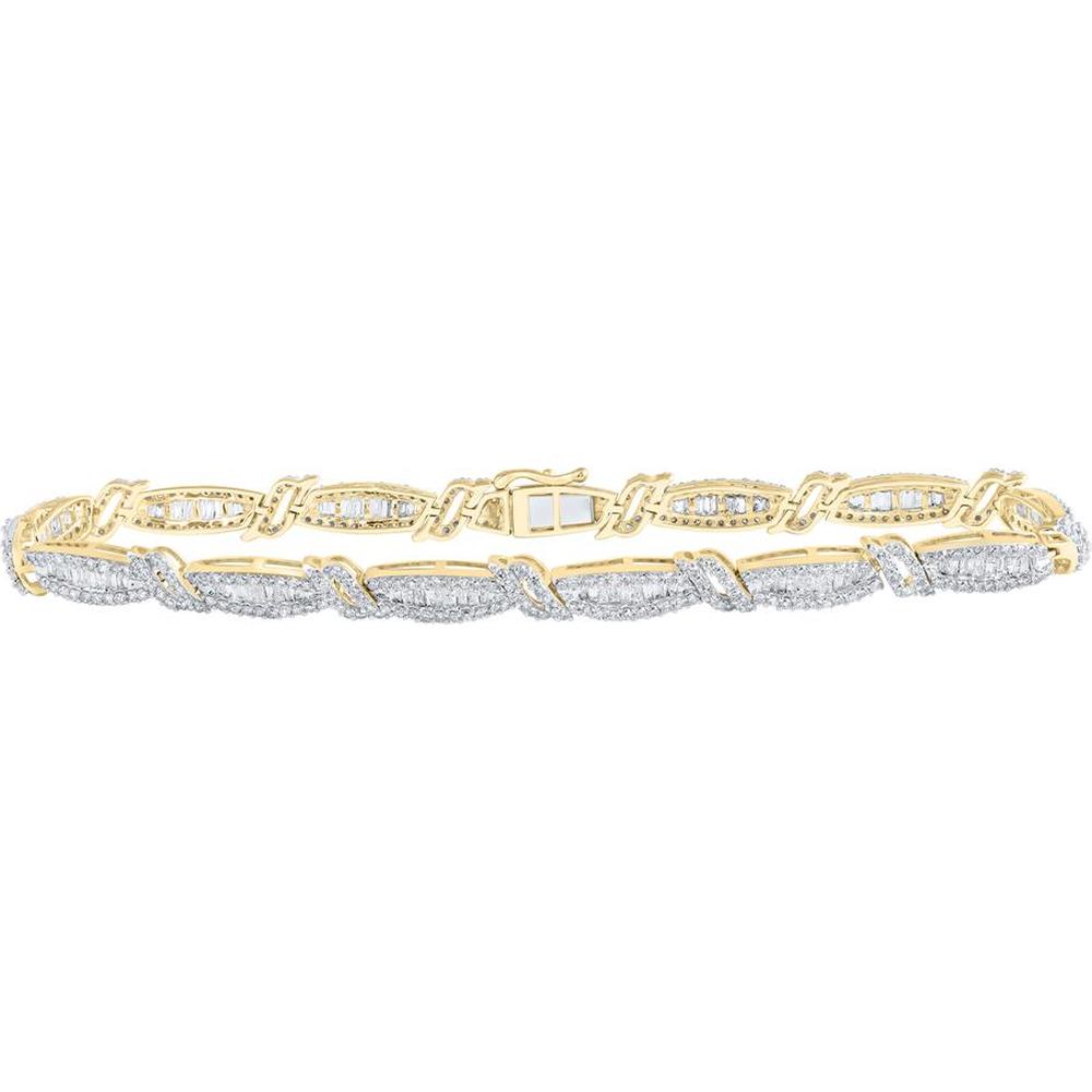 10K Yellow Gold Round Diamond 8.5-Inch Link Bracelet - 4.38 Carat Total Diamond Weight