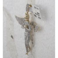 10K Yellow Gold Round Diamond Angel Charm Pendant - 1.05 Carat Total Diamond Weight