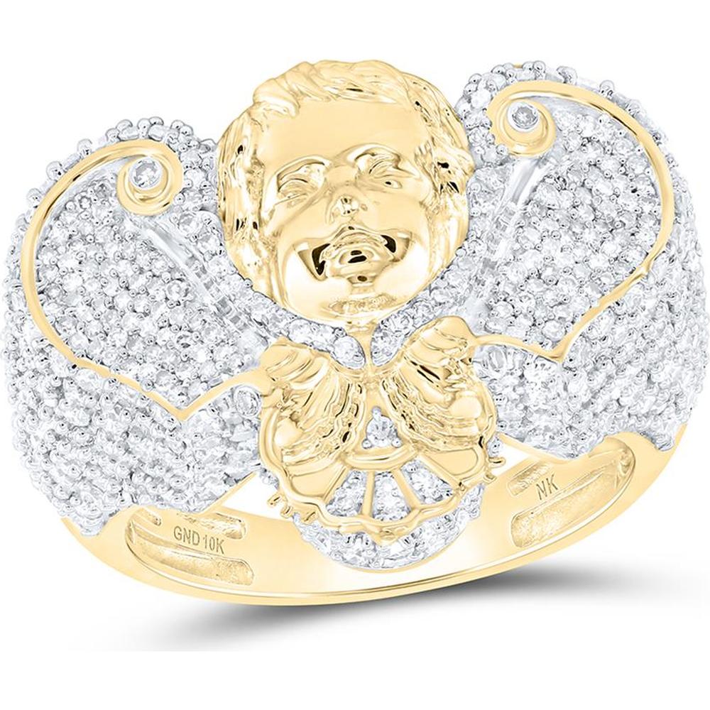10K Yellow Gold Round Diamond Angel Ring - 2.72 Carat Total Diamond Weight