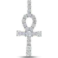 10K Yellow Gold Round Diamond Ankh Cross Charm Pendant - 0.20 Carat Total Diamond Weight