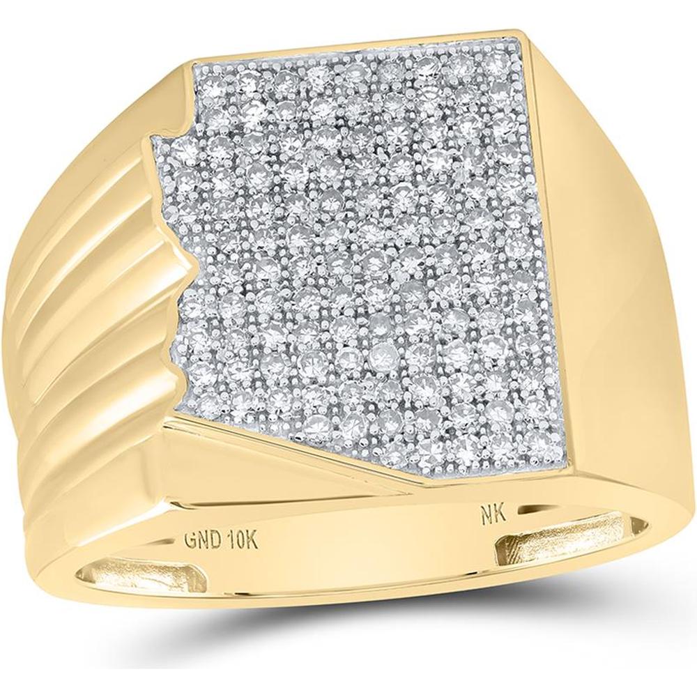 10K Yellow Gold Round Diamond Arizona State Band Ring with 5/8 Carat Total Diamond Weight
