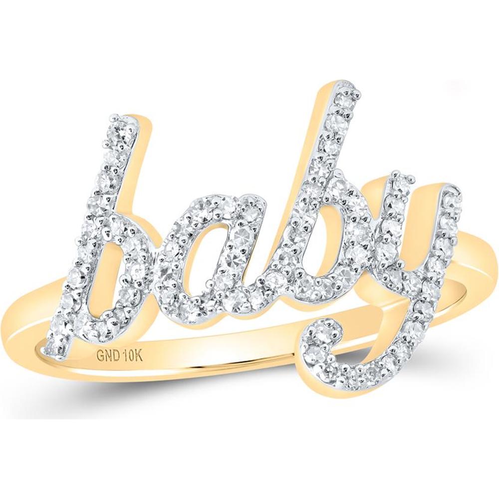 10K Yellow Gold Round Diamond "Baby" Band Ring - 1/4 Carat Total Diamond Weight
