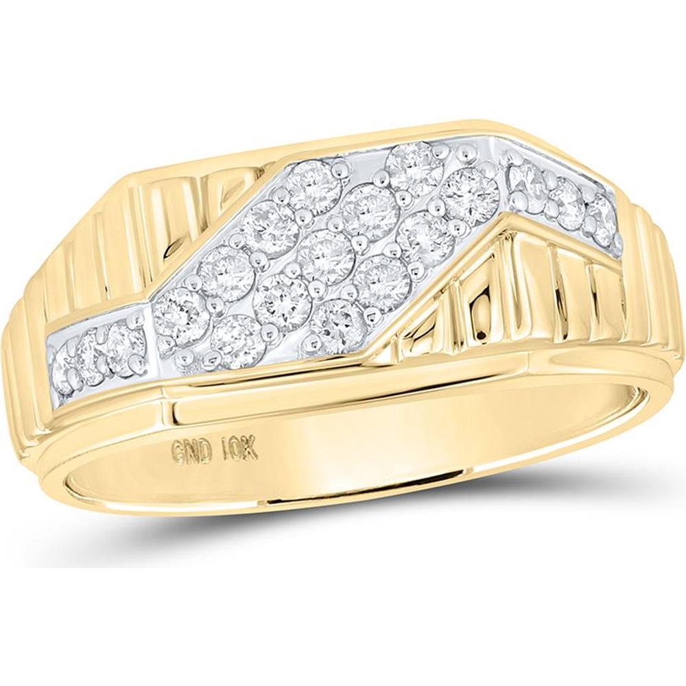 10K Yellow Gold Round Diamond Band Ring - 1/2 Carat Total Diamond Weight