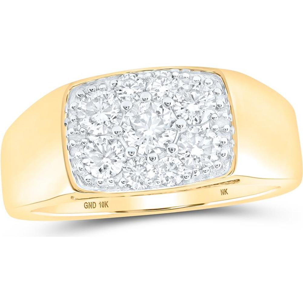 10K Yellow Gold Round Diamond Band Ring - 1.5 Carat Total Diamond Weight