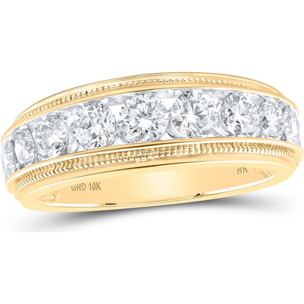 10K Yellow Gold Round Diamond Band Ring - 2.00 Carat Total Diamond Weight