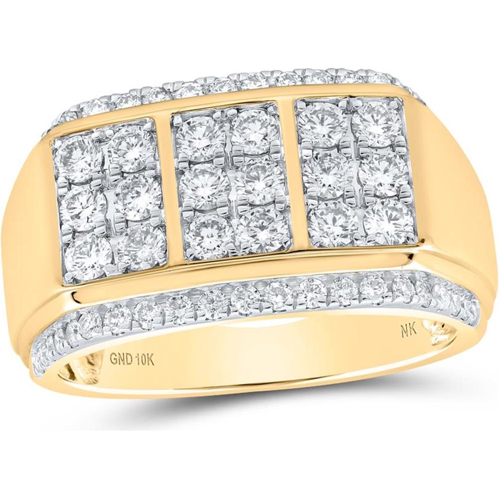 10K Yellow Gold Round Diamond Band Ring with 1-1/2 Carat Total Diamond Weight