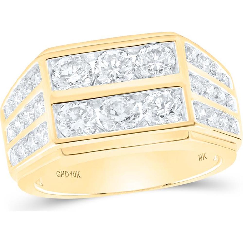 10K Yellow Gold Round Diamond Band Ring with 2.87 Carat Total Diamond Weight