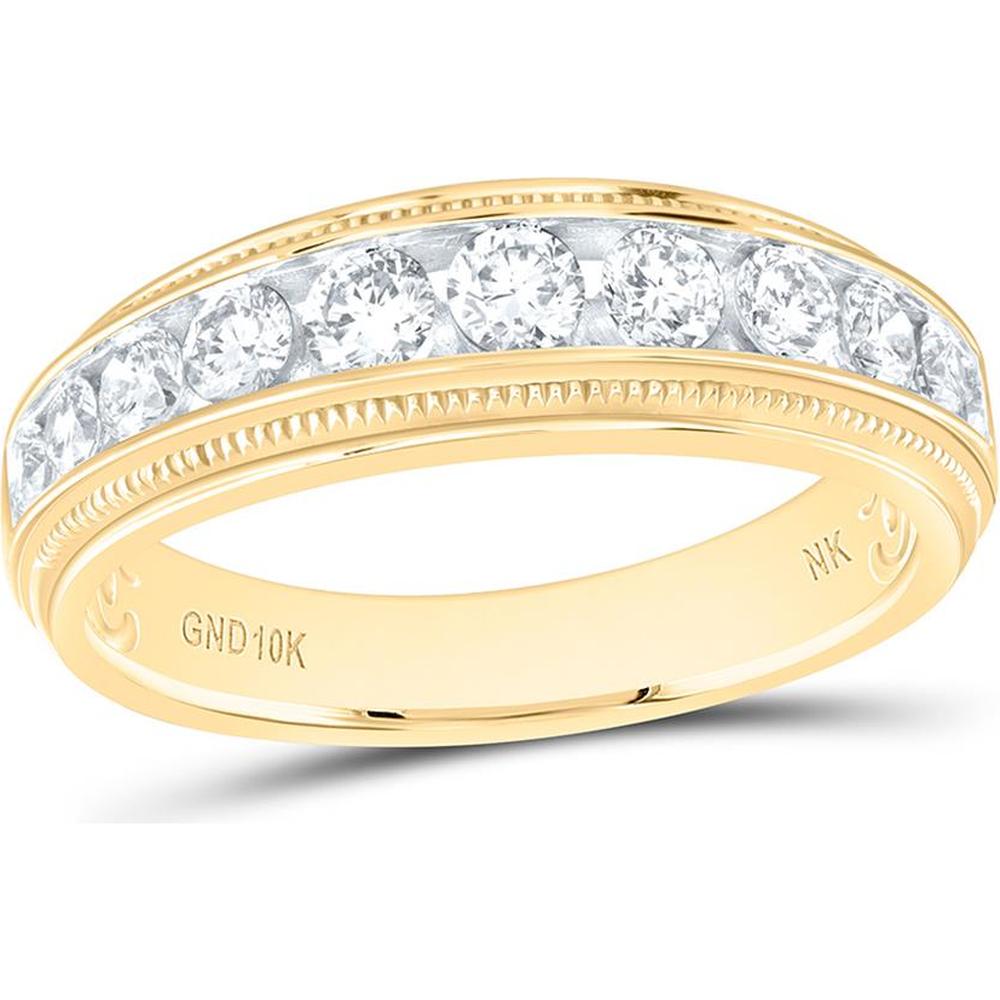 10K Yellow Gold Round Diamond Band Ring with Channel Set Diamonds - 1.00 Carat Total Diamond Weight