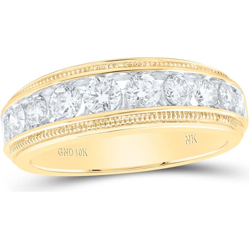 10K Yellow Gold Round Diamond Band Ring with Channel-Set Diamonds - 1.5 Carat Total Diamond Weight