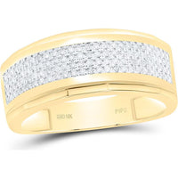 10K Yellow Gold Round Diamond Band Ring with Prong Set Diamonds - 1/3 Carat Total Diamond Weight