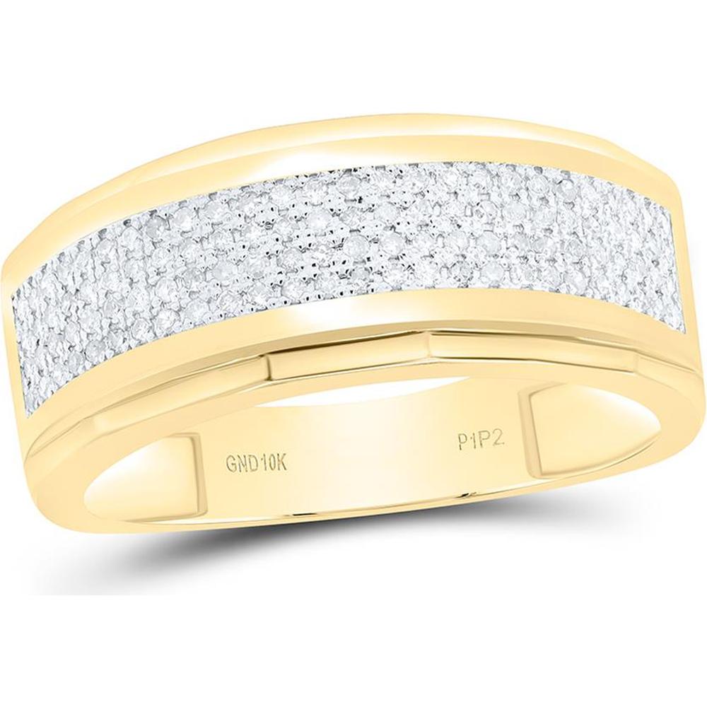 10K Yellow Gold Round Diamond Band Ring with Prong Set Diamonds - 1/3 Carat Total Diamond Weight