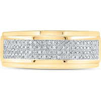 10K Yellow Gold Round Diamond Band Ring with Prong Set Diamonds - 1/3 Carat Total Diamond Weight
