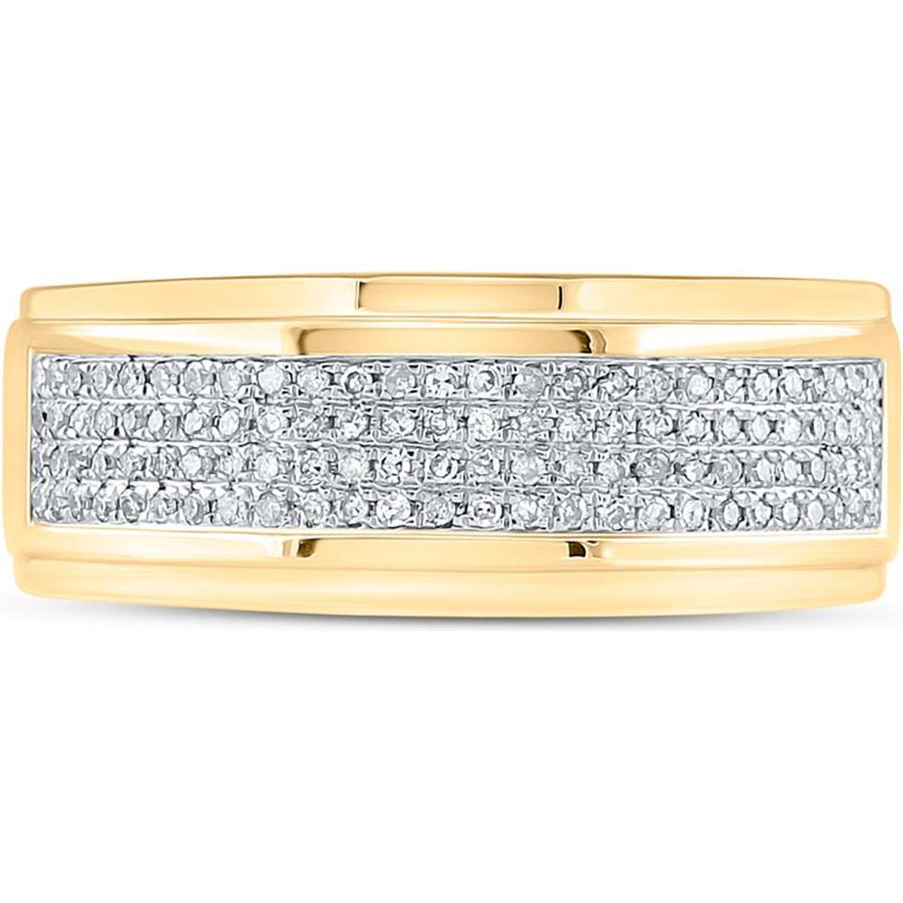 10K Yellow Gold Round Diamond Band Ring with Prong Set Diamonds - 1/3 Carat Total Diamond Weight