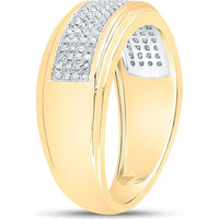 10K Yellow Gold Round Diamond Band Ring with Prong Set Diamonds - 1/3 Carat Total Diamond Weight