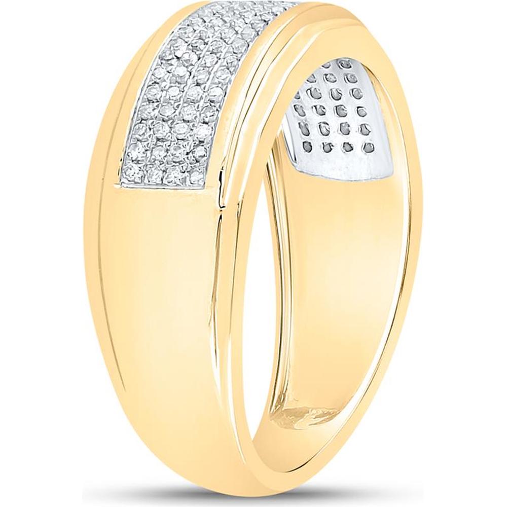 10K Yellow Gold Round Diamond Band Ring with Prong Set Diamonds - 1/3 Carat Total Diamond Weight