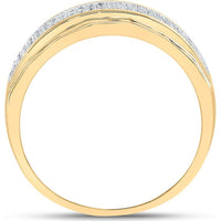 10K Yellow Gold Round Diamond Band Ring with Prong Set Diamonds - 1/3 Carat Total Diamond Weight