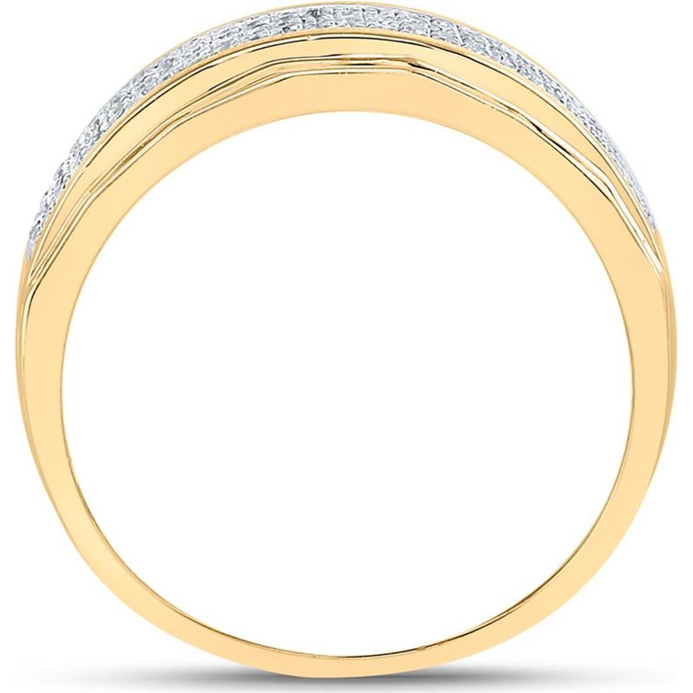 10K Yellow Gold Round Diamond Band Ring with Prong Set Diamonds - 1/3 Carat Total Diamond Weight