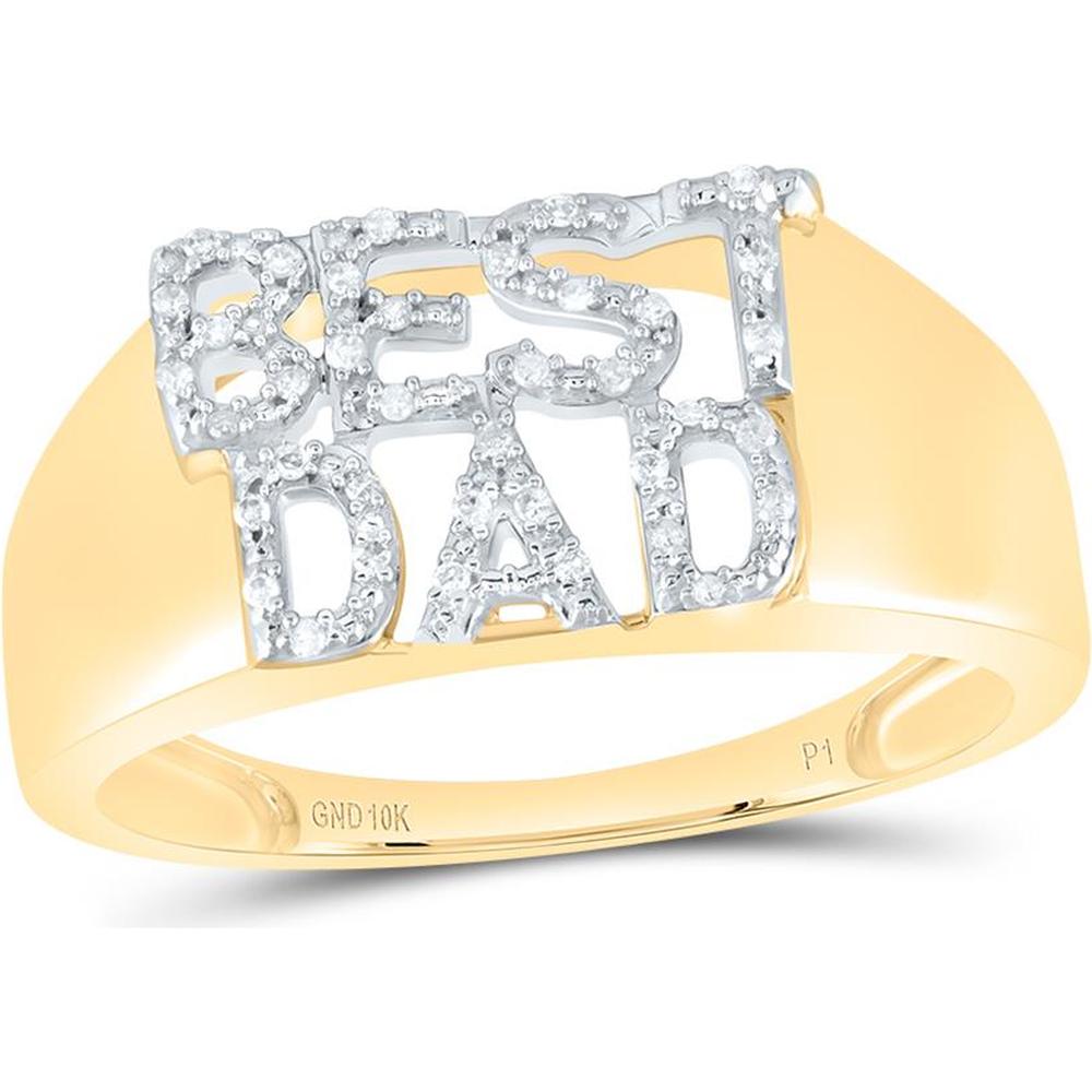 10K Yellow Gold Round Diamond Best Dad Band Ring - 0.11 Carat Total Diamond Weight