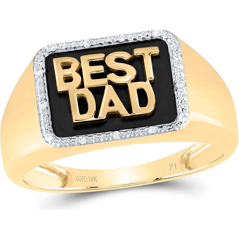 10K Yellow Gold Round Diamond Best Dad Band Ring - 1/20 Carat Total Diamond Weight