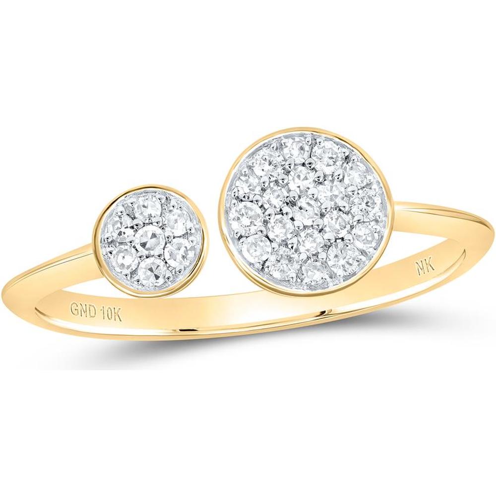 10K Yellow Gold Round Diamond Bisect Circle Band Ring - 1/5 Carat Total Diamond Weight