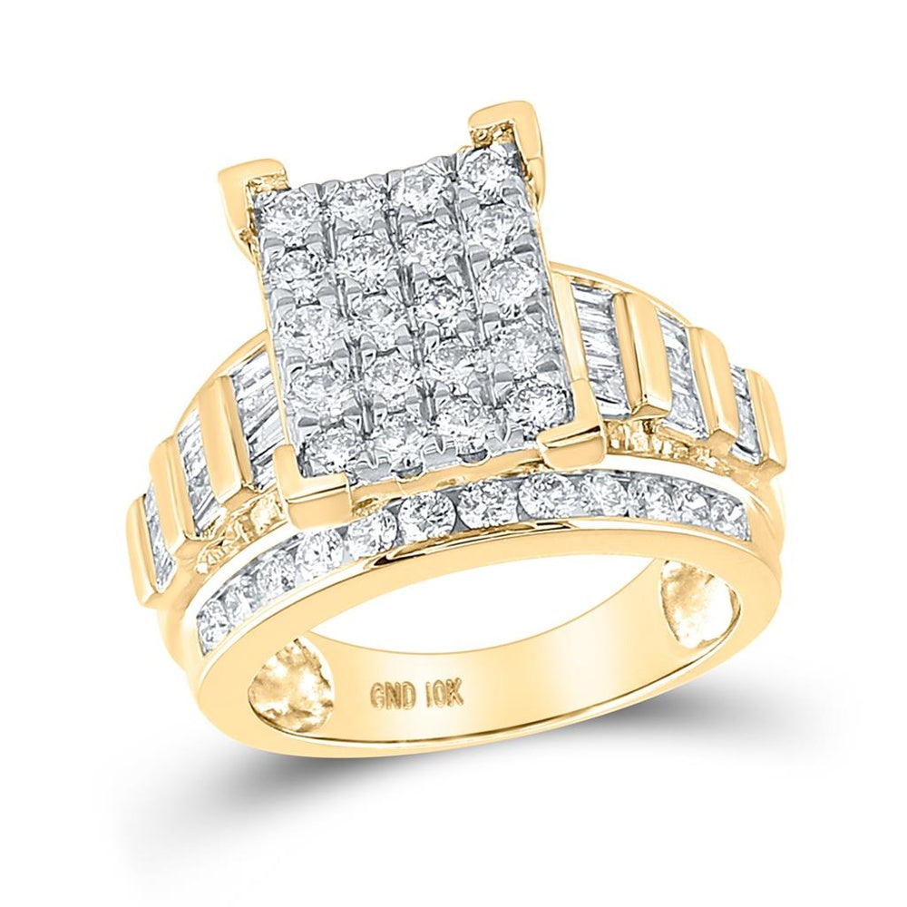 10K Yellow Gold Round Diamond Bridal Engagement Ring - 2 Carat Total Diamond Weight