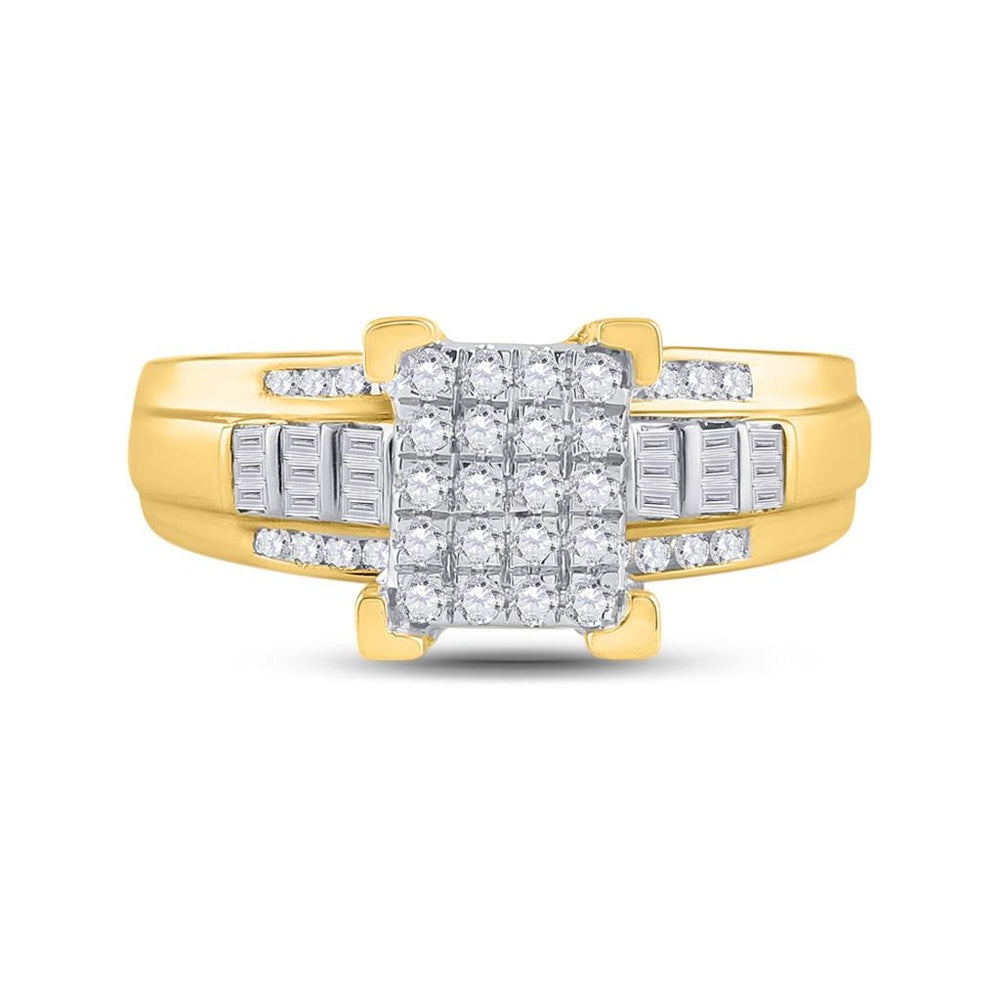 10K Yellow Gold Round Diamond Bridal Ring - 1/2 Carat Total Diamond Weight