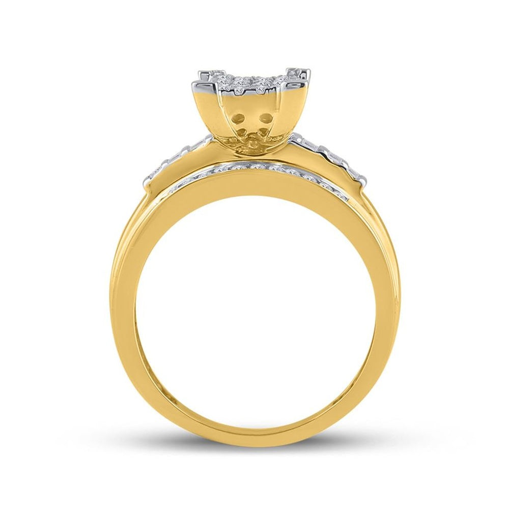 10K Yellow Gold Round Diamond Bridal Ring - 1/2 Carat Total Diamond Weight