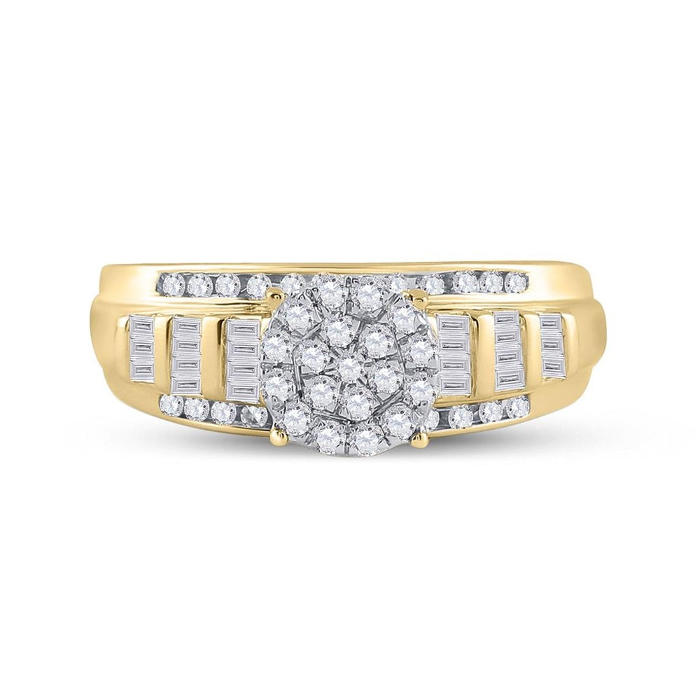 10K Yellow Gold Round Diamond Bridal Ring - 1/2 Carat Total Diamond Weight