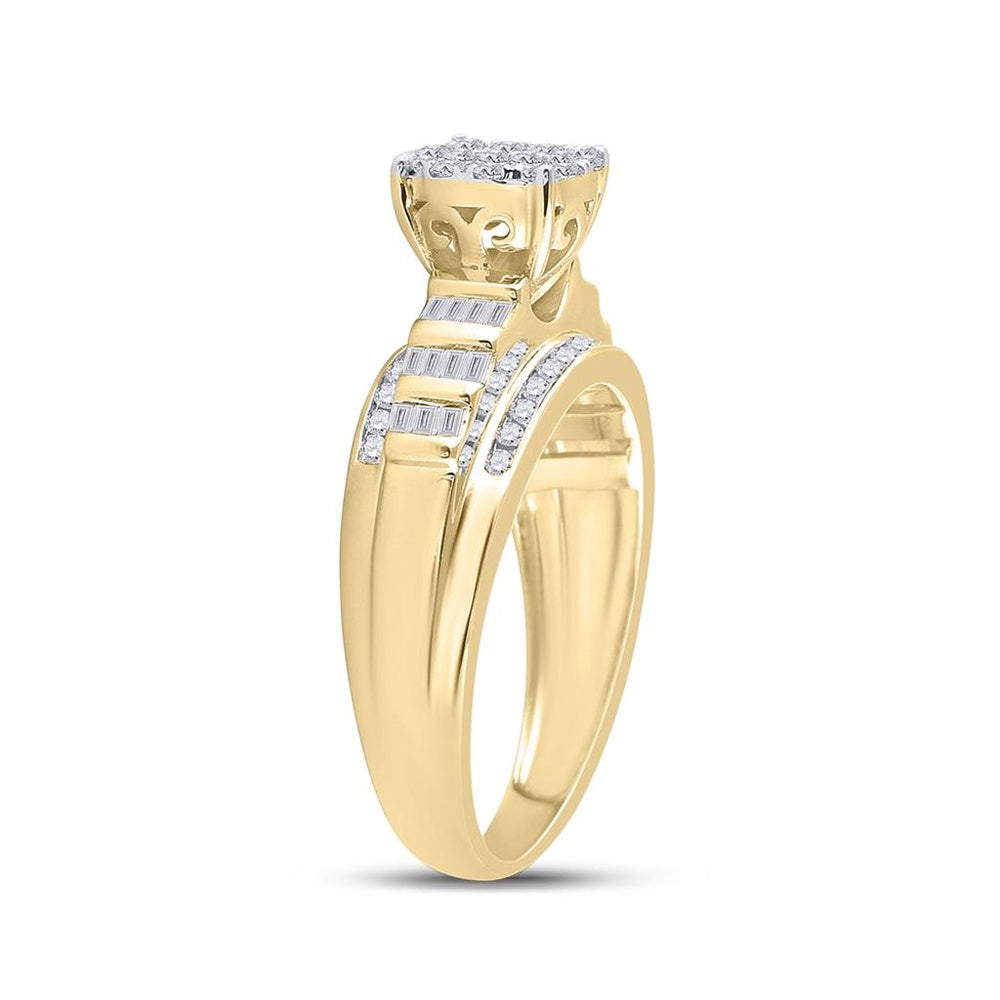 10K Yellow Gold Round Diamond Bridal Ring - 1/2 Carat Total Diamond Weight